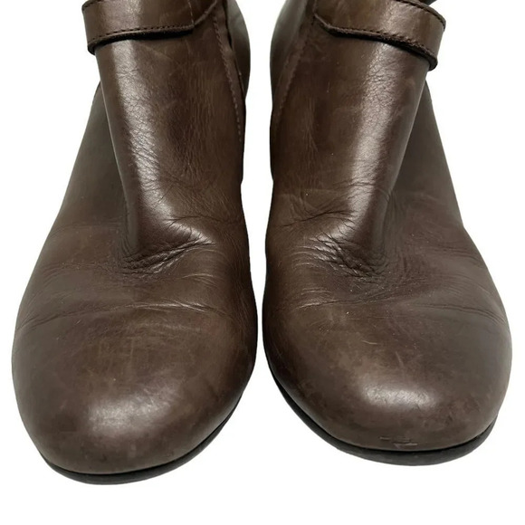 Paul Green Heeled Ankle Boots Brown Side Zip Contemporary Leather Size 6.5 - Picture 10 of 11